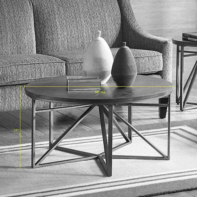 New Kirklands Home Antique Bronze Kayden Round Coffee Table Black