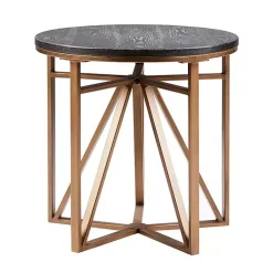 Kirklands Home Antique Bronze Kayden Round Accent Table Black