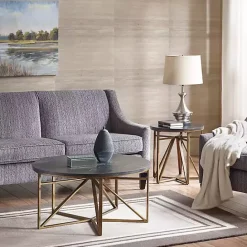 Kirklands Home Antique Bronze Kayden Round Accent Table Black