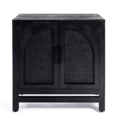 Sale Kirklands Home Arch Cane and Wood Cabinet Black