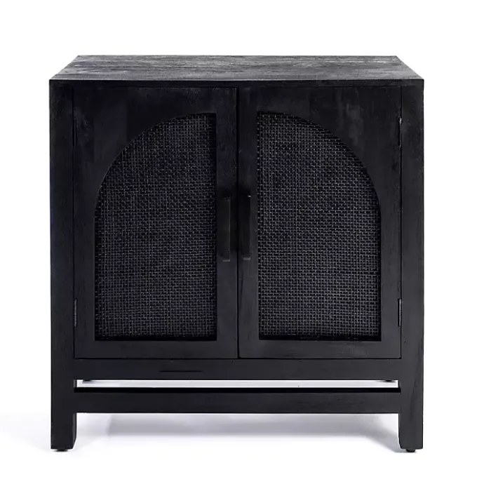 Sale Kirklands Home Arch Cane and Wood Cabinet Black