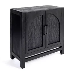 Sale Kirklands Home Arch Cane and Wood Cabinet Black