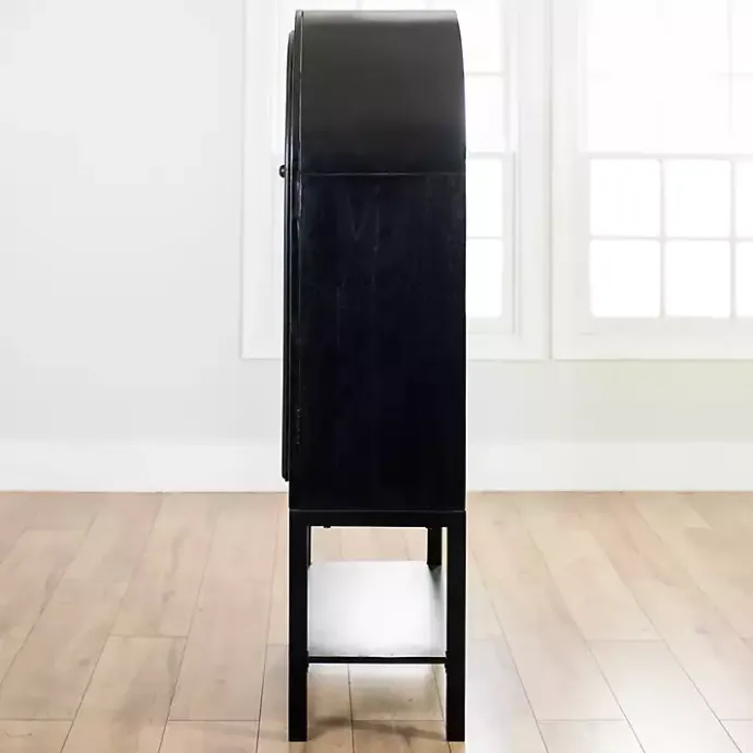 New Kirklands Home Black Arch Wood Bar Cabinet