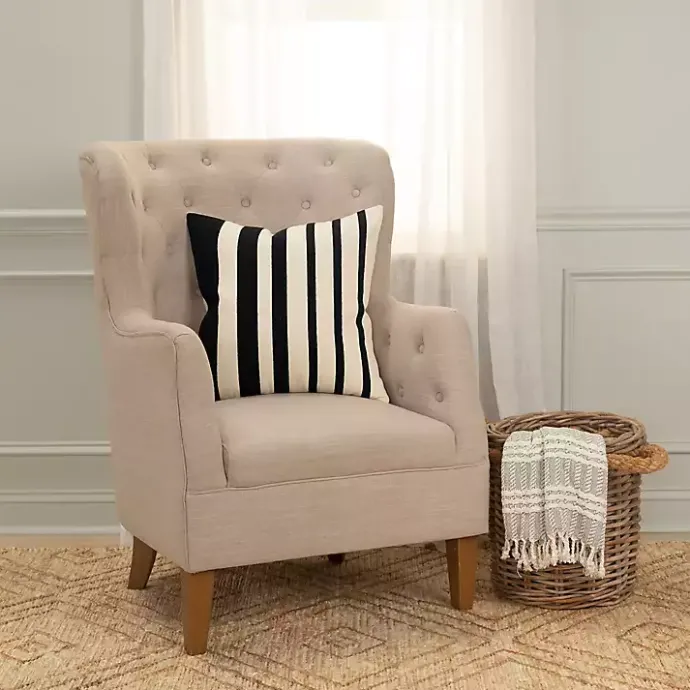 Kirklands Home Black Asymmetrical Linear Throw Pillow