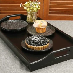 Hot Kirklands Home Bamboo Standing Serving Tray Black
