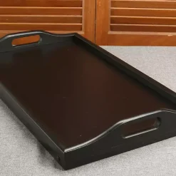 Hot Kirklands Home Bamboo Standing Serving Tray Black