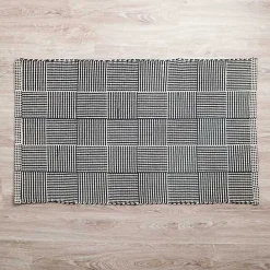 New Kirklands Home Basketweave Scatter Rug Black