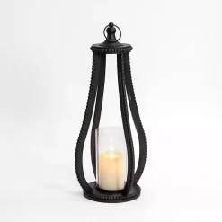 Discount Kirklands Home Beaded Fieldstone Lantern, 28.5 in. Black