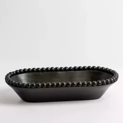 Sale Kirklands Home Beaded Wood Dough Bowl Black