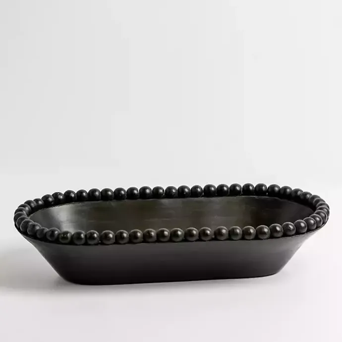 Sale Kirklands Home Beaded Wood Dough Bowl Black