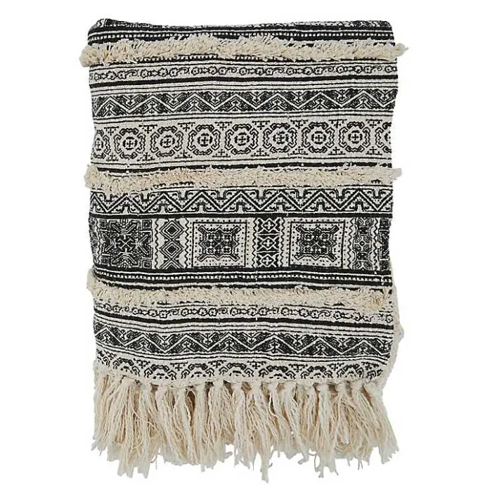 Best Kirklands Home Black Beige Block Print Throw Blanket