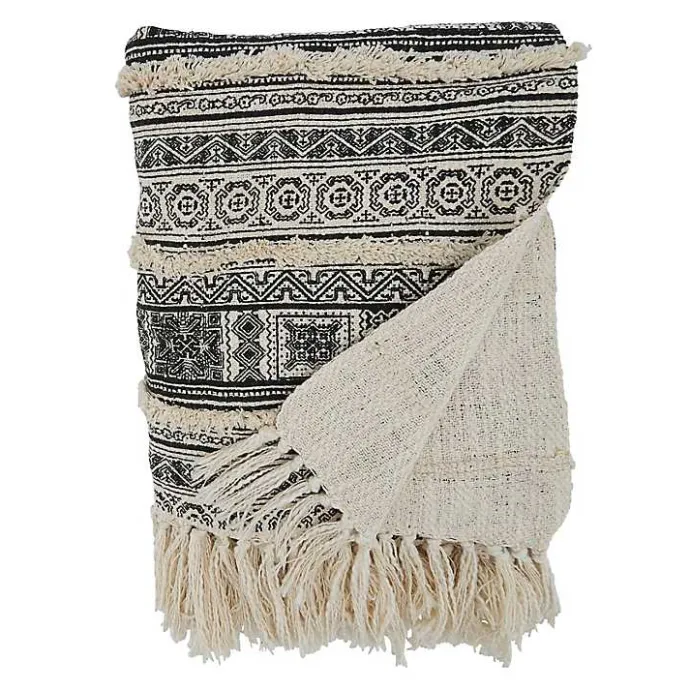 Best Kirklands Home Black Beige Block Print Throw Blanket