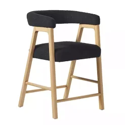 Kirklands Home Boucle Curved Back Ezra Counter Stool Black