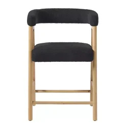 Kirklands Home Boucle Curved Back Ezra Counter Stool Black