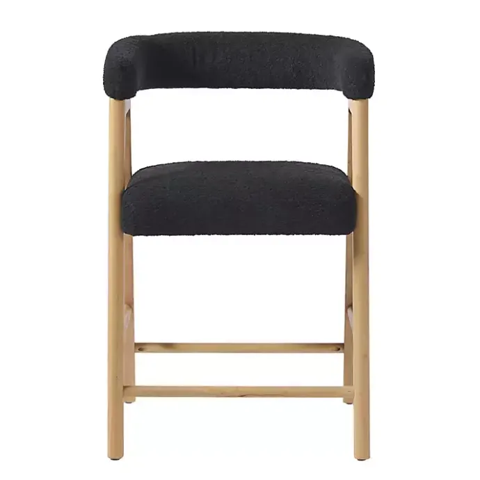 Kirklands Home Boucle Curved Back Ezra Counter Stool Black