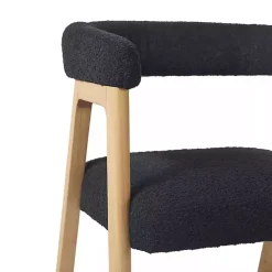Kirklands Home Boucle Curved Back Ezra Counter Stool Black