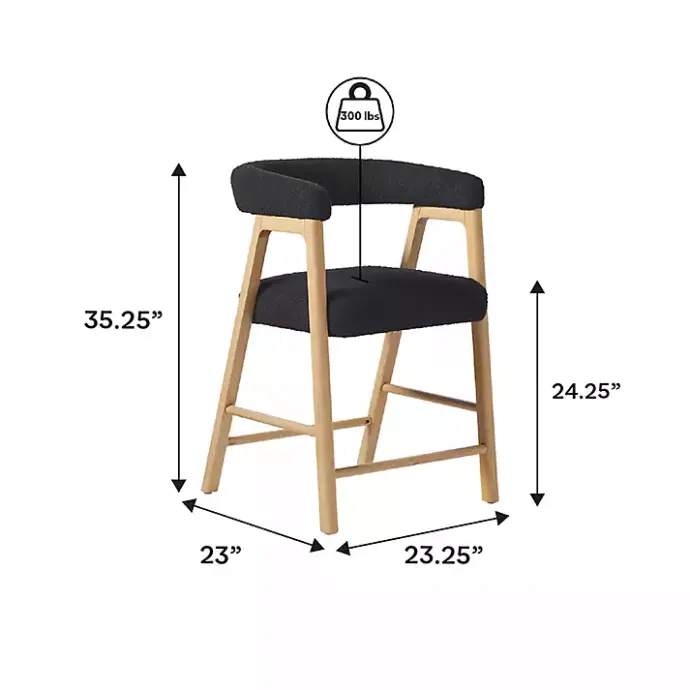 Kirklands Home Boucle Curved Back Ezra Counter Stool Black