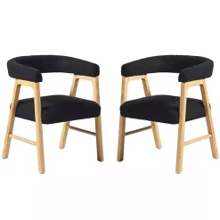 Hot Kirklands Home Boucle Curved Ezra Dining Chairs, Set of 2 Black