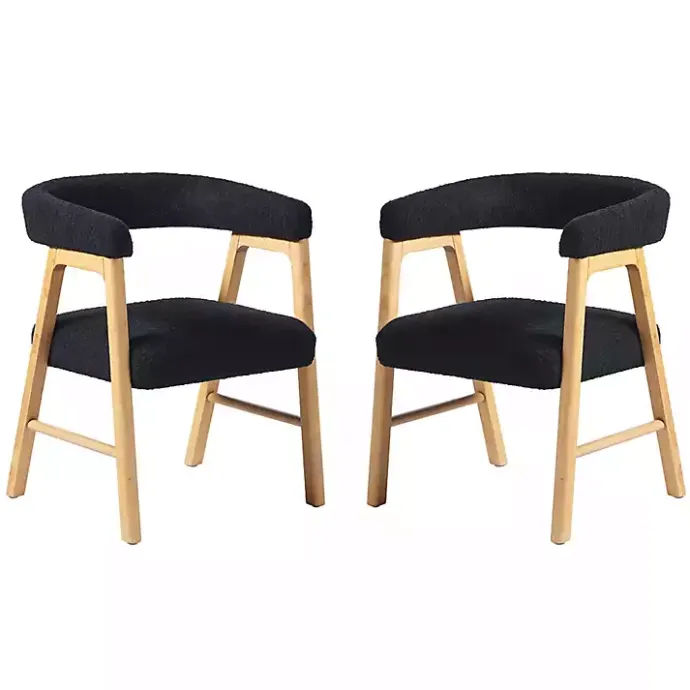 Hot Kirklands Home Boucle Curved Ezra Dining Chairs, Set of 2 Black