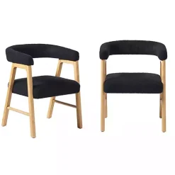 Hot Kirklands Home Boucle Curved Ezra Dining Chairs, Set of 2 Black