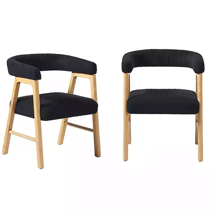 Hot Kirklands Home Boucle Curved Ezra Dining Chairs, Set of 2 Black