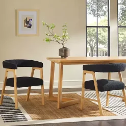 Hot Kirklands Home Boucle Curved Ezra Dining Chairs, Set of 2 Black