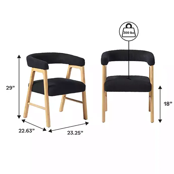 Hot Kirklands Home Boucle Curved Ezra Dining Chairs, Set of 2 Black