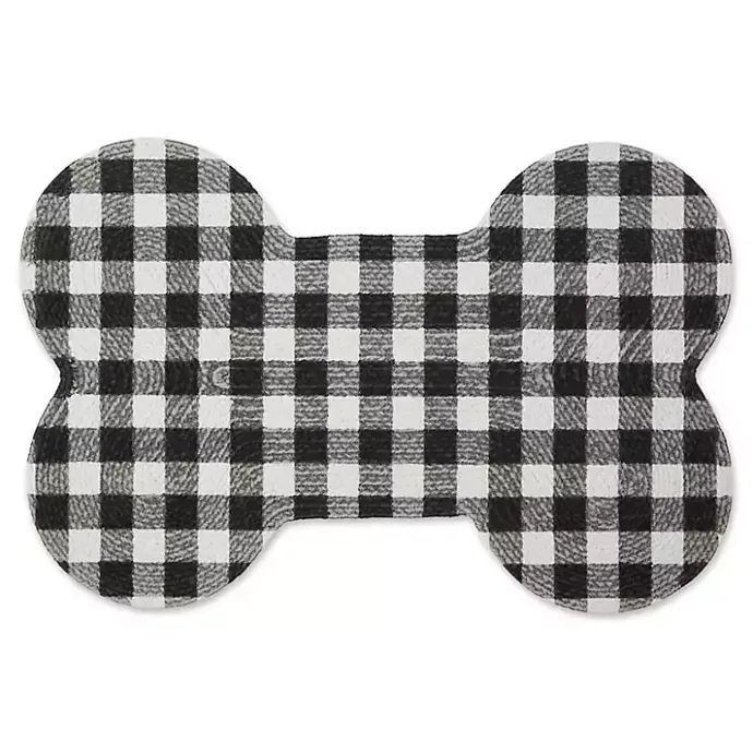 Online Kirklands Home Black Buffalo Check Bone Pet Bowl Mat