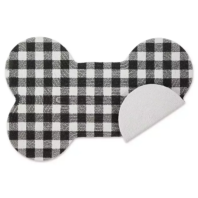 Online Kirklands Home Black Buffalo Check Bone Pet Bowl Mat