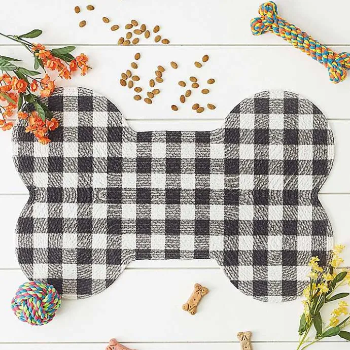Online Kirklands Home Black Buffalo Check Bone Pet Bowl Mat