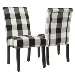 Kirklands Home Buffalo Check Dining Chairs, Set of 2 Black