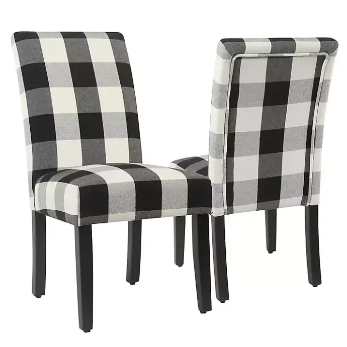 Kirklands Home Buffalo Check Dining Chairs, Set of 2 Black