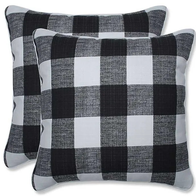 Best Kirklands Home Buffalo Check Outdoor Pillows, Set of 2 Black