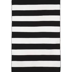 Best Kirklands Home Black Cabana Stripe Indoor/Outdoor Area Rug, 8x11