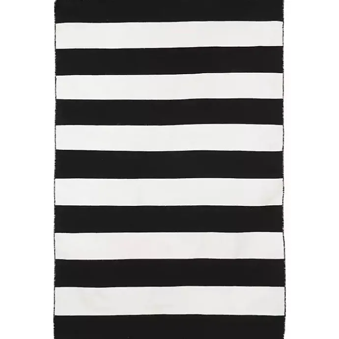 Best Kirklands Home Black Cabana Stripe Indoor/Outdoor Area Rug, 8x11