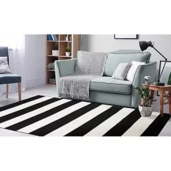 Best Kirklands Home Black Cabana Stripe Indoor/Outdoor Area Rug, 8x11