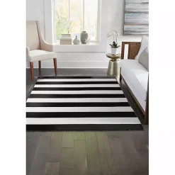 Best Kirklands Home Black Cabana Stripe Indoor/Outdoor Area Rug, 8x11