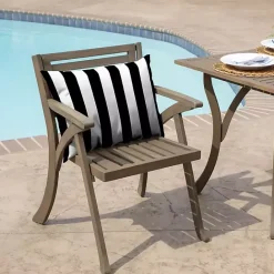 Best Kirklands Home Cabana Stripe Outdoor Lumbar Pillow Black
