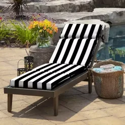 Best Kirklands Home Cabana Stripe Outdoor Chaise Cushion Black