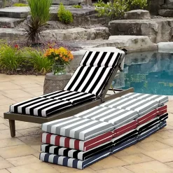 Best Kirklands Home Cabana Stripe Outdoor Chaise Cushion Black