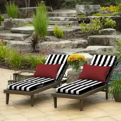 Best Kirklands Home Cabana Stripe Outdoor Chaise Cushion Black