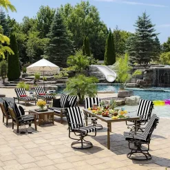 Best Kirklands Home Cabana Stripe Outdoor Chaise Cushion Black