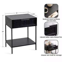Outlet Kirklands Home Cane Drawer Accent Table Black