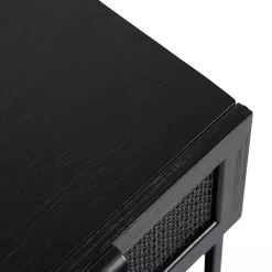 Outlet Kirklands Home Cane Drawer Accent Table Black