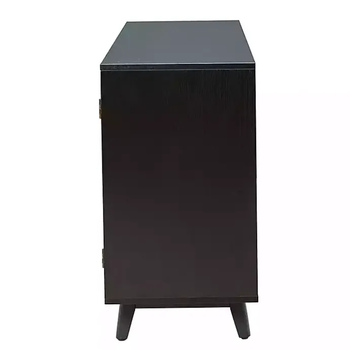 New Kirklands Home Cane Wood Storage Media Cabinet Black