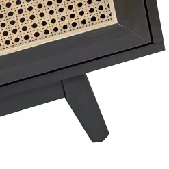 New Kirklands Home Cane Wood Storage Media Cabinet Black