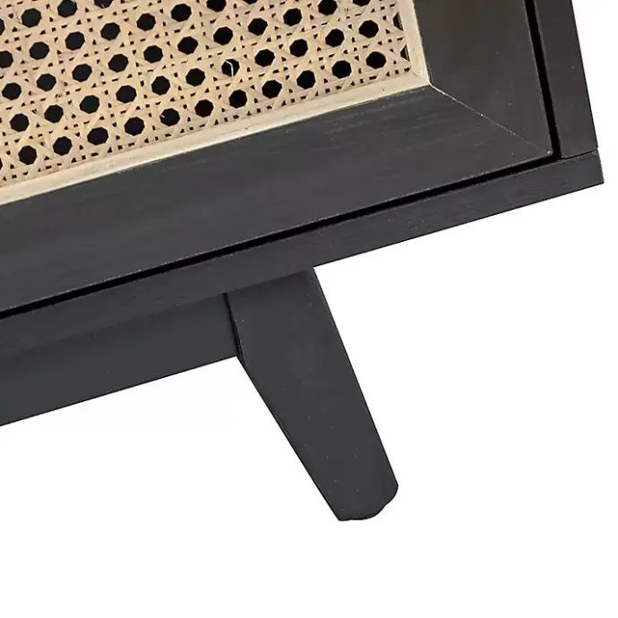 New Kirklands Home Cane Wood Storage Media Cabinet Black