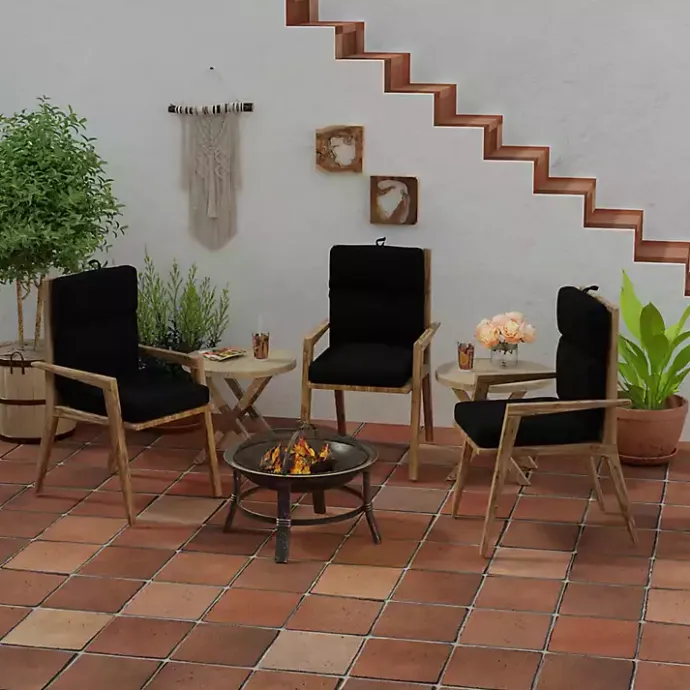 Clearance Kirklands Home Canvas French Edge Outdoor Chair Cushion Black