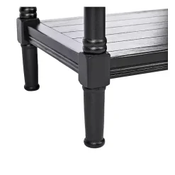 Kirklands Home Carved Pinewood Farmhouse Accent Table Black