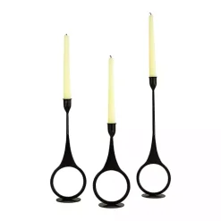 Outlet Kirklands Home Cast Iron Ring 3-pc. Taper Candle Holders Black